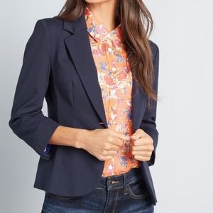 Modcloth Timeless Blazer in Navy 3/4 Sleeves